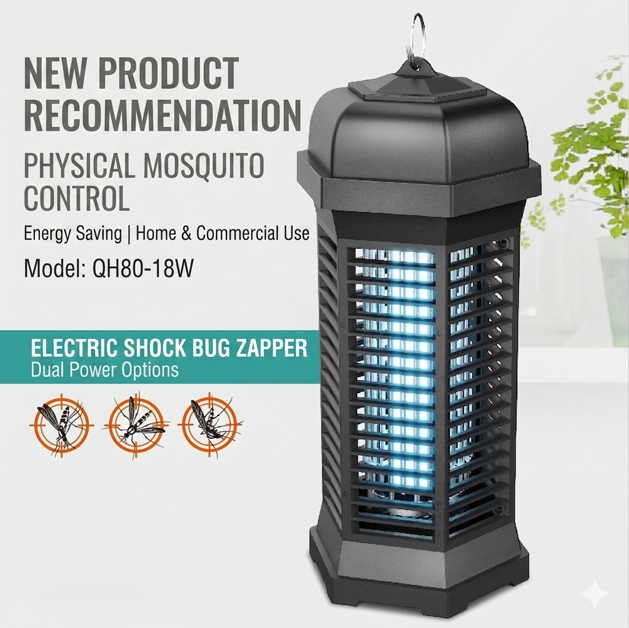 Kolma 18W Hexagonal Lighthouse Bug Zapper - 3000V High-Performance Protection (QH80-18W) UV mosquito trap image