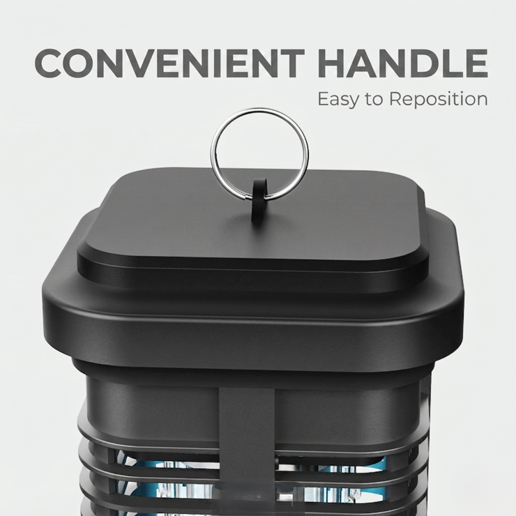 Durable Portable Handle and Reinforced ABS Housing of Kolma QH90-20W Weatherproof Outdoor Bug Zapper.